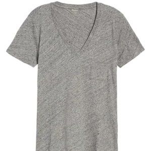 Madewell Gray Whisper Cotton V-Neck Pocket Tee -M
